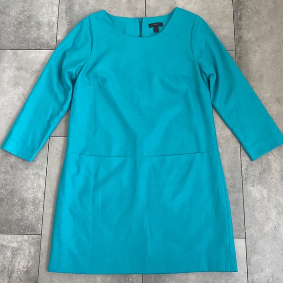 J. Crew Dresses & Skirts - J. Crew teal shift dress career has pockets 3/4 sleeve size 4